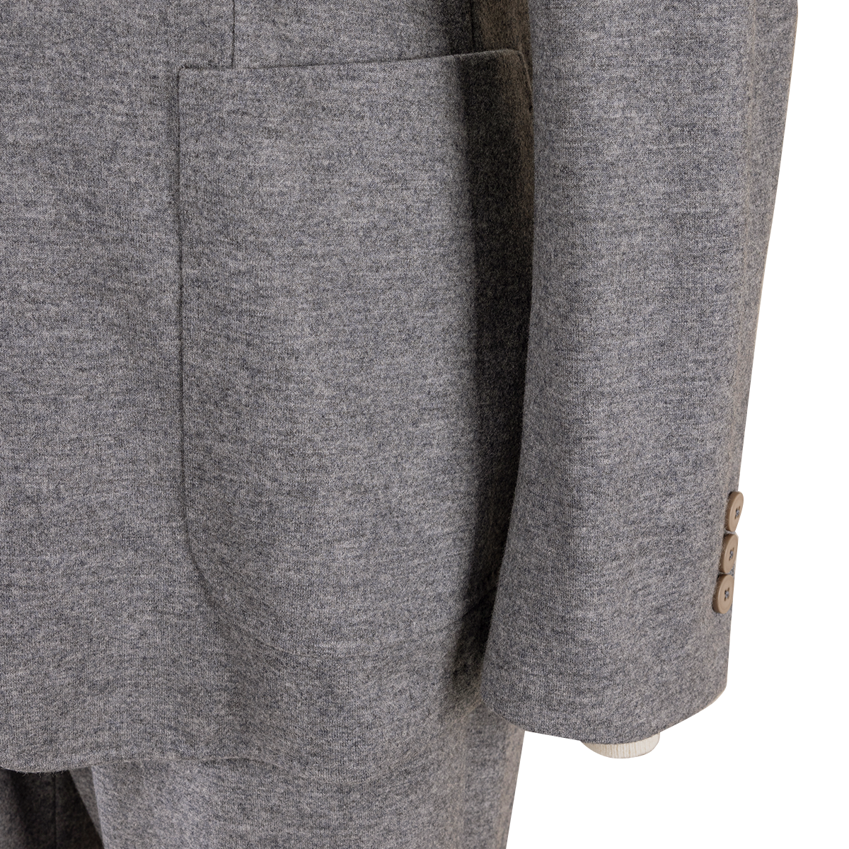 Gray Single‑Breasted Two‑Piece Suit with Detachable Hood