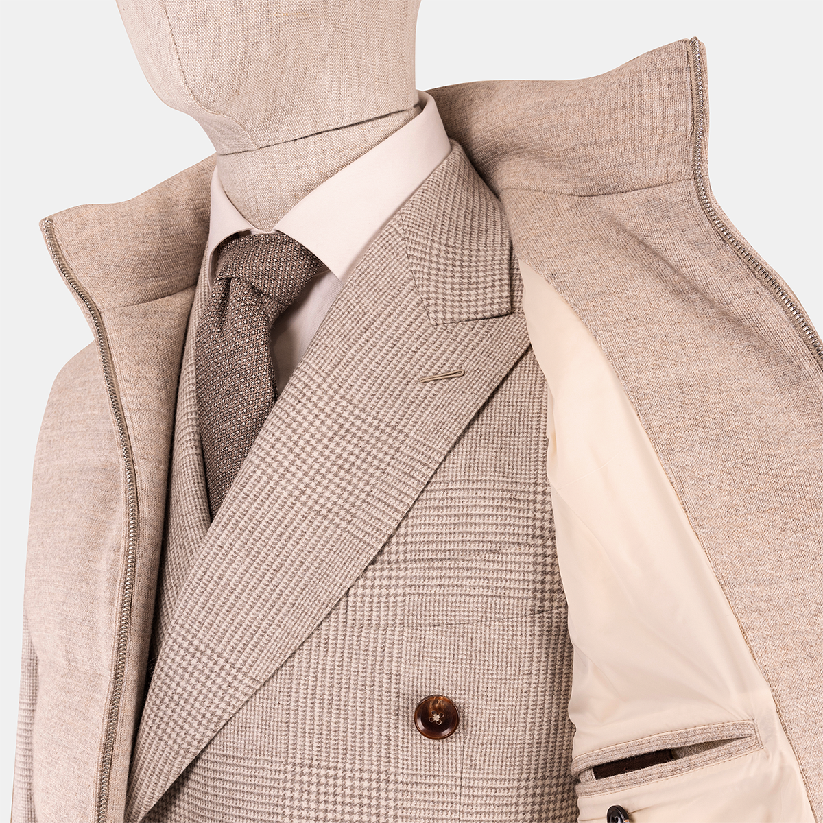 Light Camel Polyester‑Wool‑Polyamide Vest