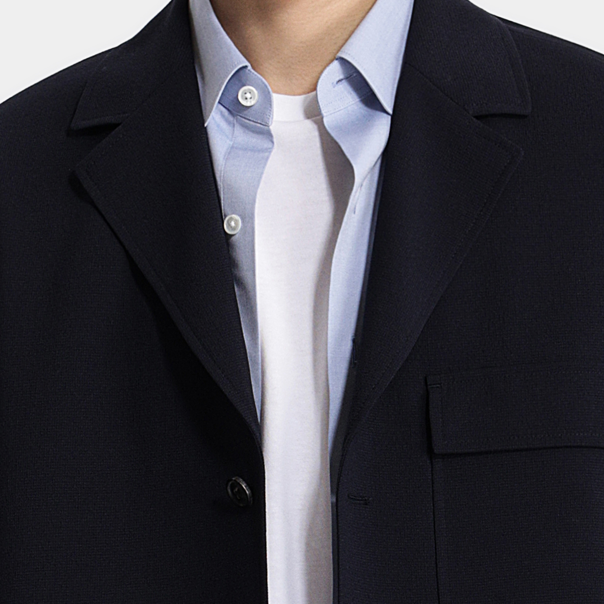 Navy Polyester‑Blend Fused Italian‑Casual jacket