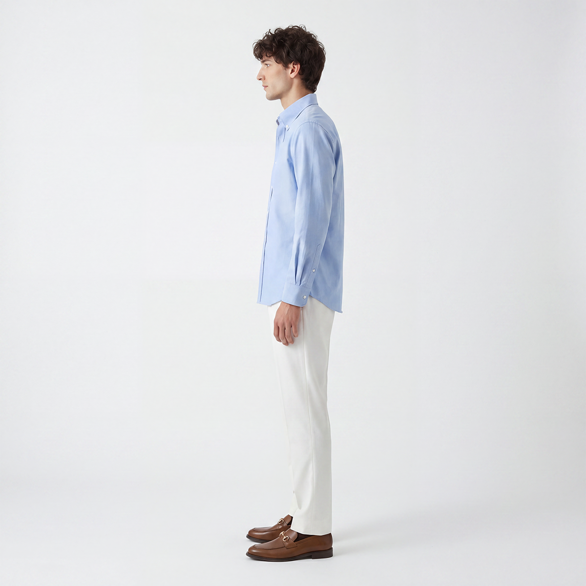 Blue Pure‑Cotton Frog‑Button Men's Shirt