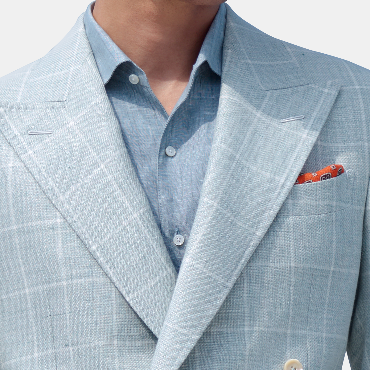 Mint Green Linen‑Wool Half‑Canvas Italian‑Commute Blazer