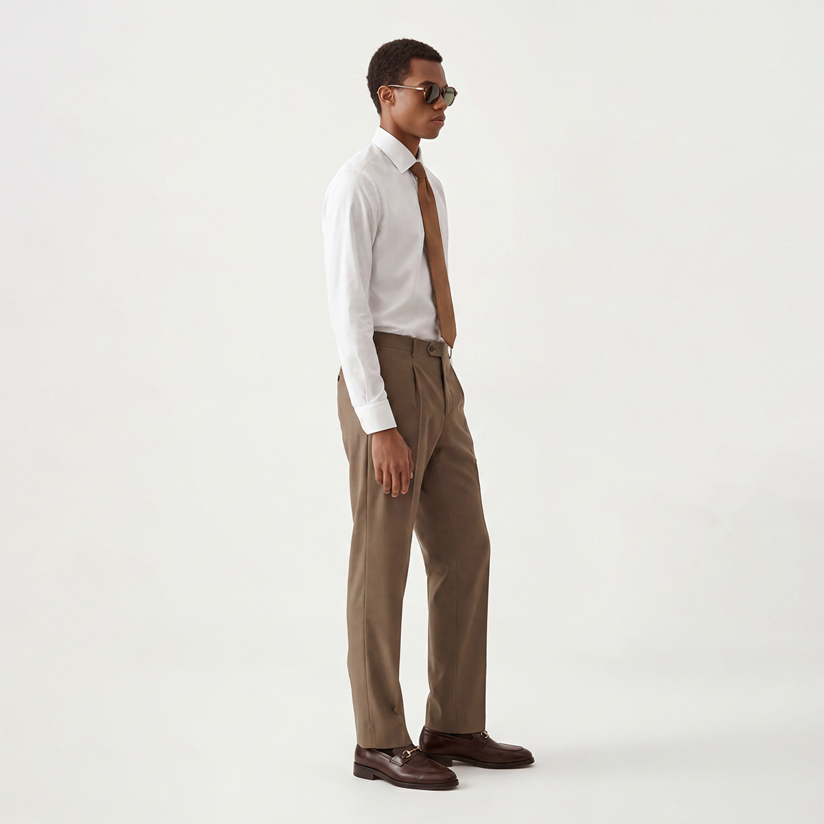 White Silk‑Blend Spread‑Collar Men's Shirt