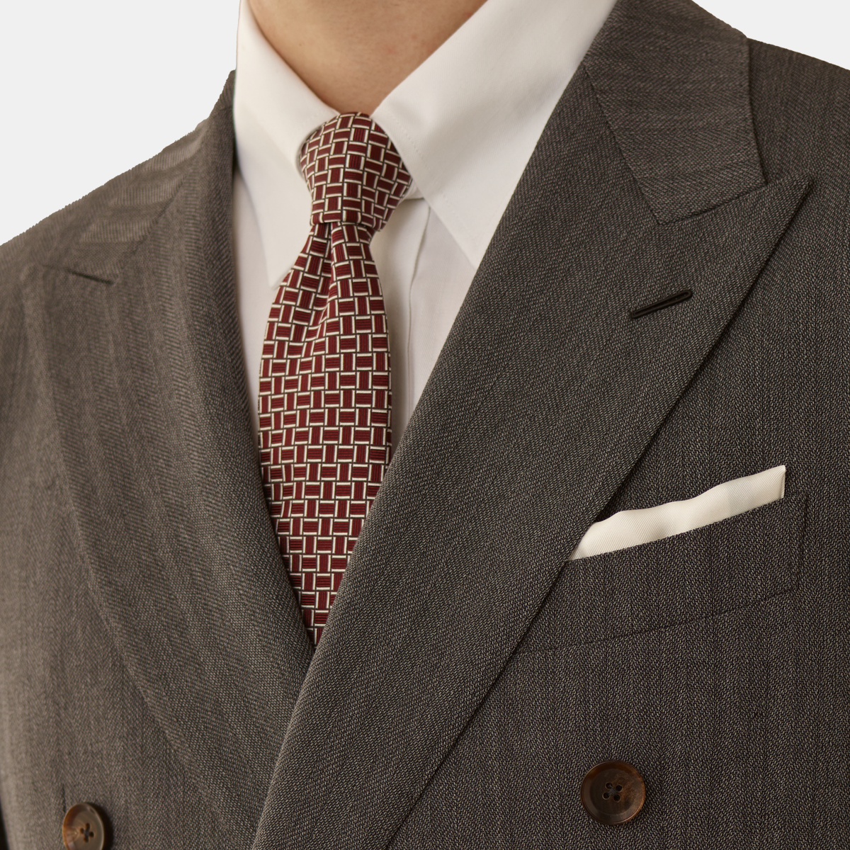 Grey 3D Texture Herringbone Two-Piece Suit