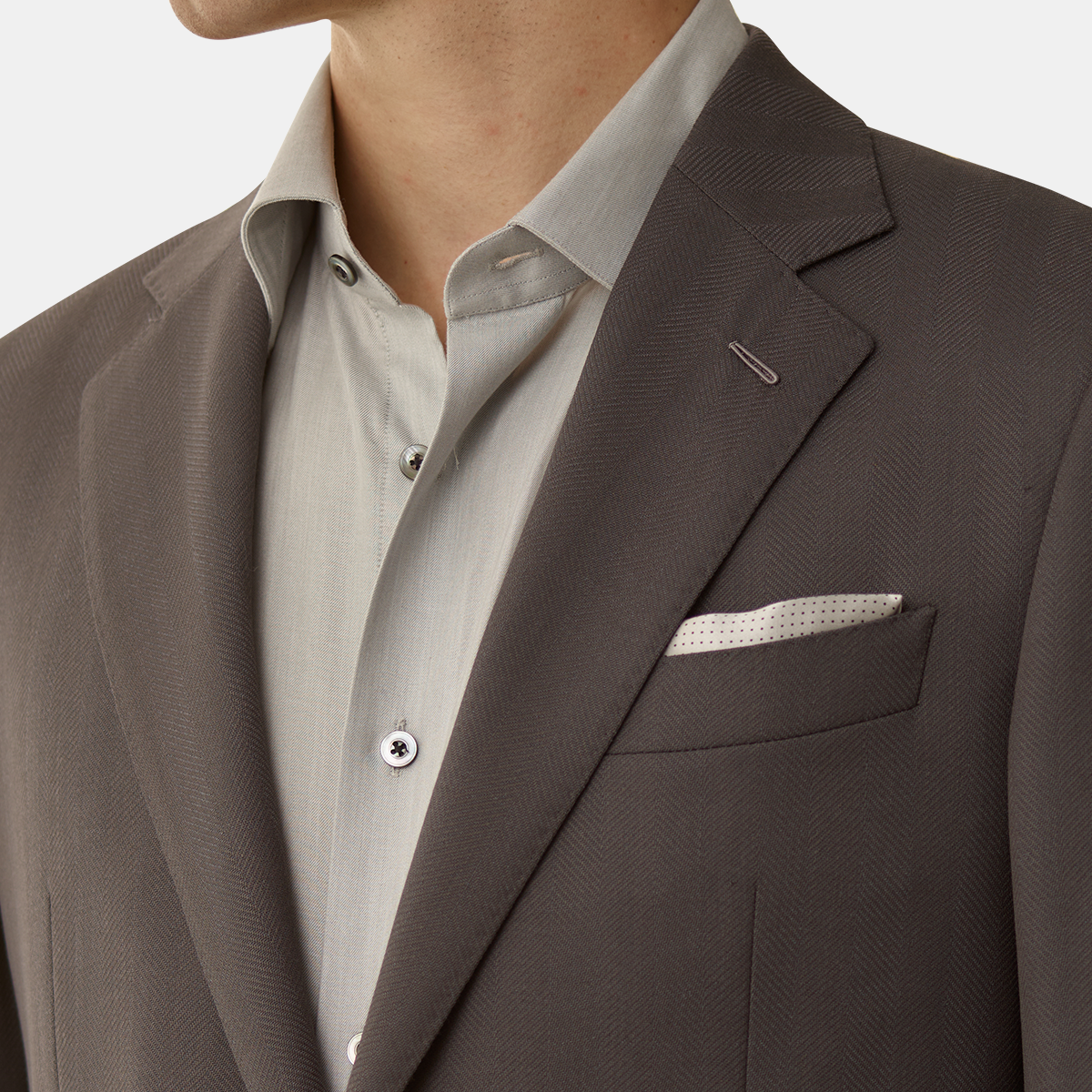 Grey Wool‑Polyester‑Blend Half‑Canvas Two‑Piece Suit