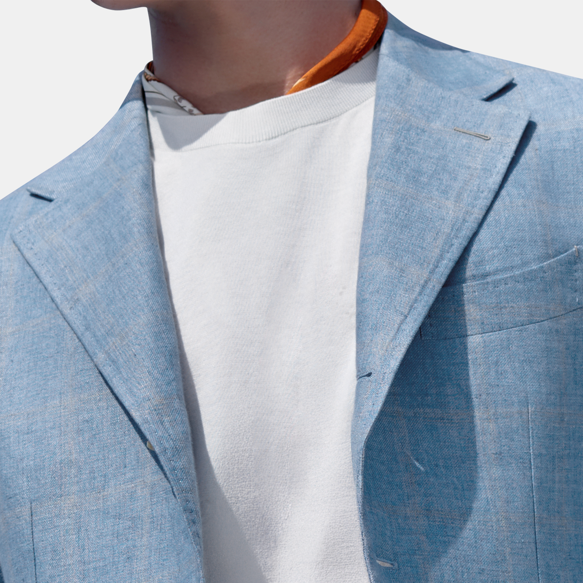 Blue Pure‑Linen Half‑Canvas Italian‑Travel Two‑Piece Suit