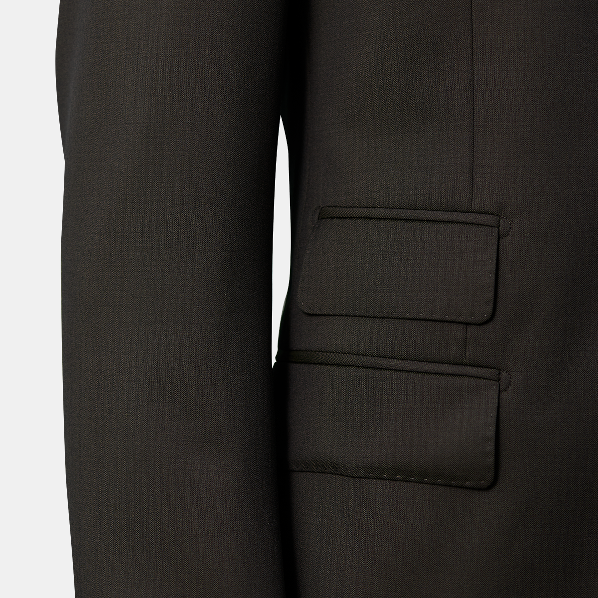 Green Fine‑Herringbone Pure‑Wool Half‑Canvas Two‑Piece Suit