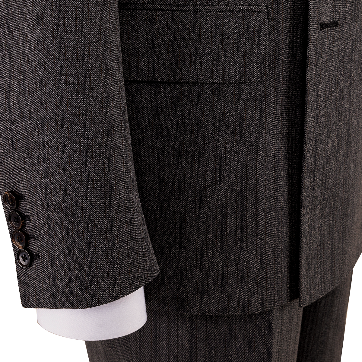 Gray Striped All‑Wool Double‑Breasted Two‑Piece Suit