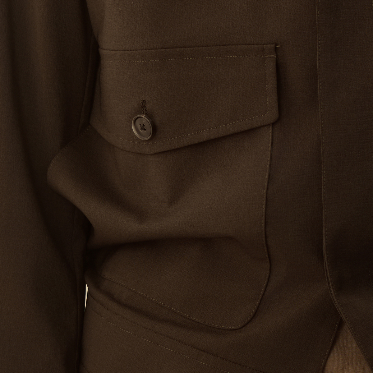 Green Polyester‑Blend Hidden‑Placket Blazer