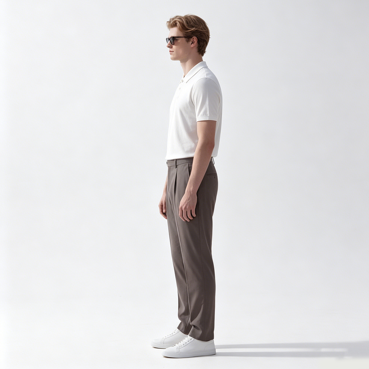 Brown Ultra‑Light Polyester Fused Sport‑Travel Casual Two‑Piece Suit