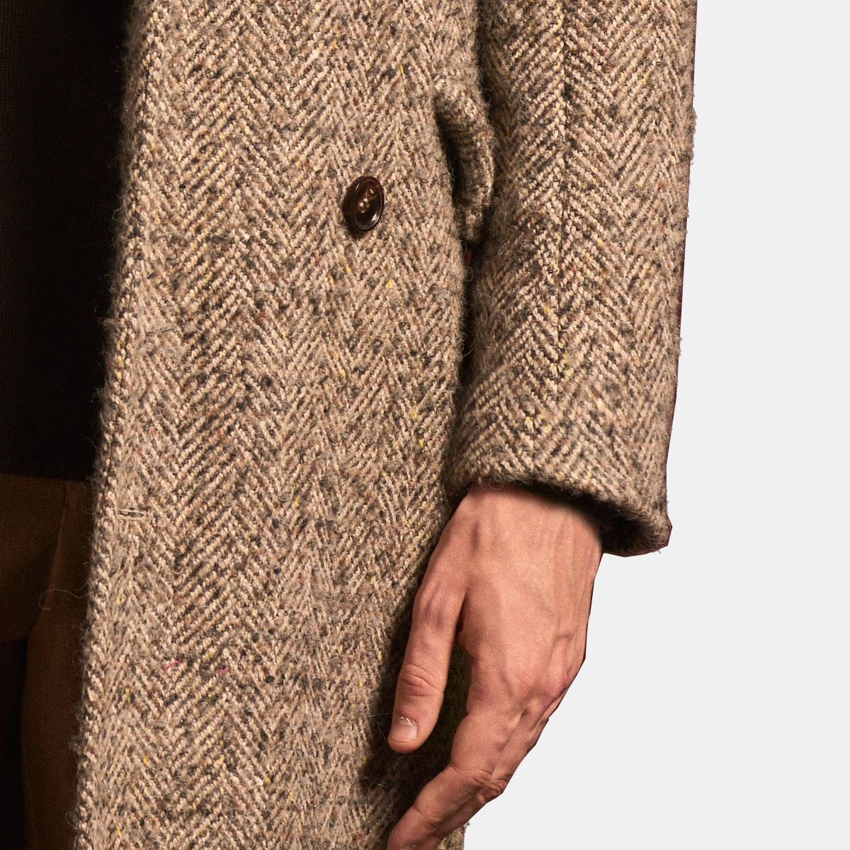 Brown Wool‑Cashmere‑Alpaca 6x3 Double‑Breasted Fused Overcoat