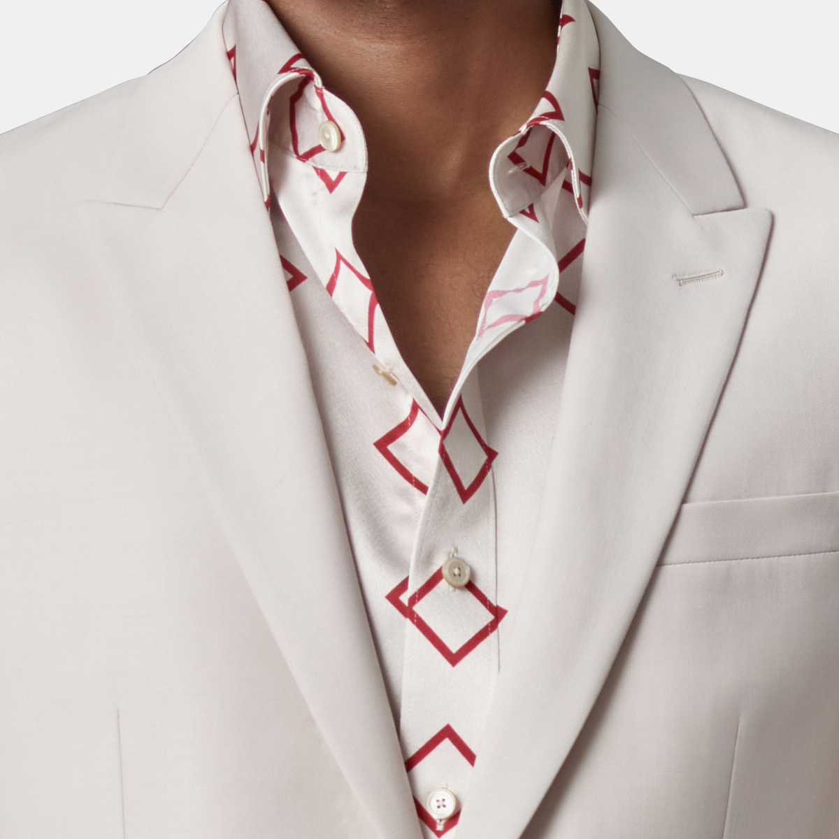 White Cool‑Series Wool‑Polyester Fused Wedding Two‑Piece Suit