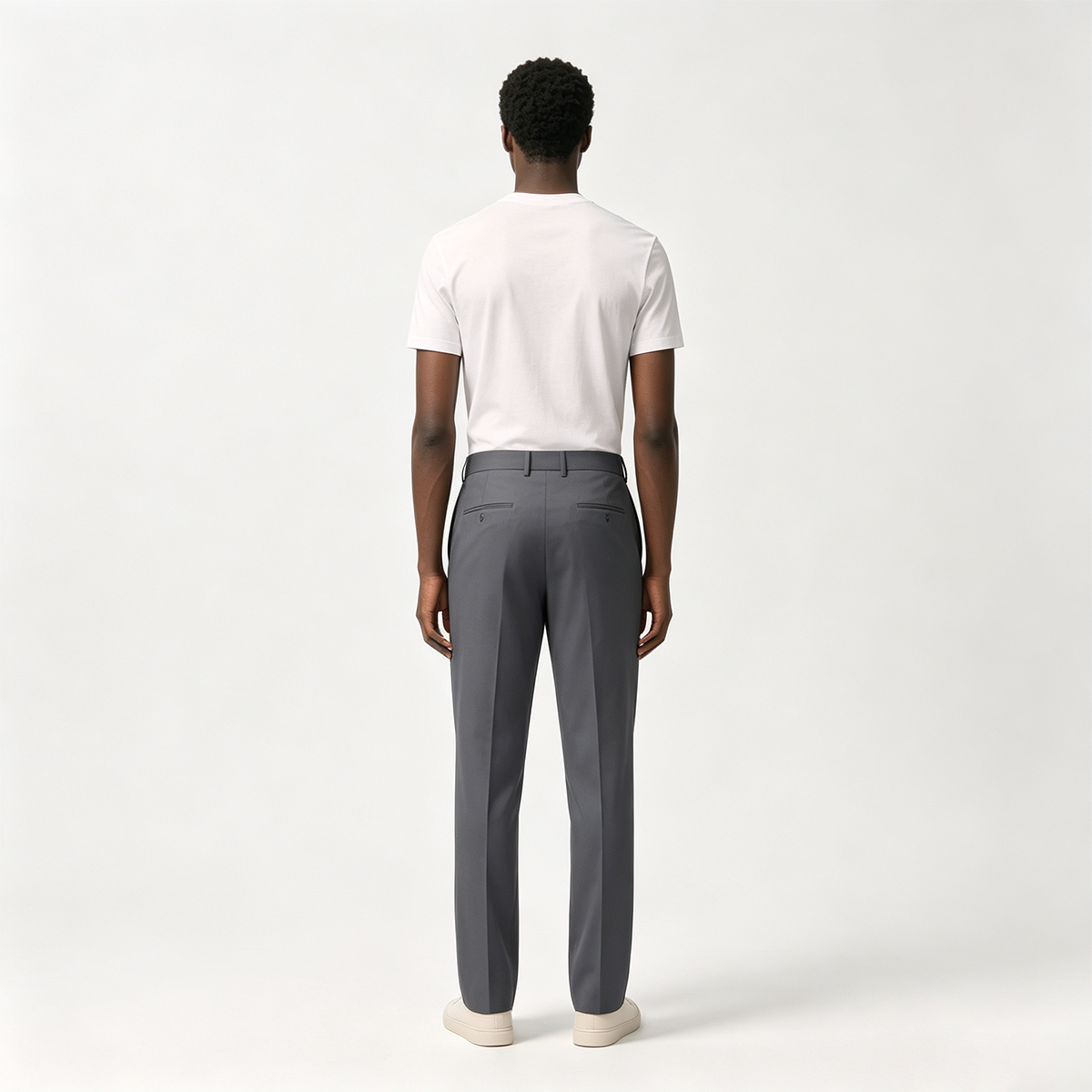 Gray Wool‑Polyester Fused Single‑Breasted Two‑Piece Suit