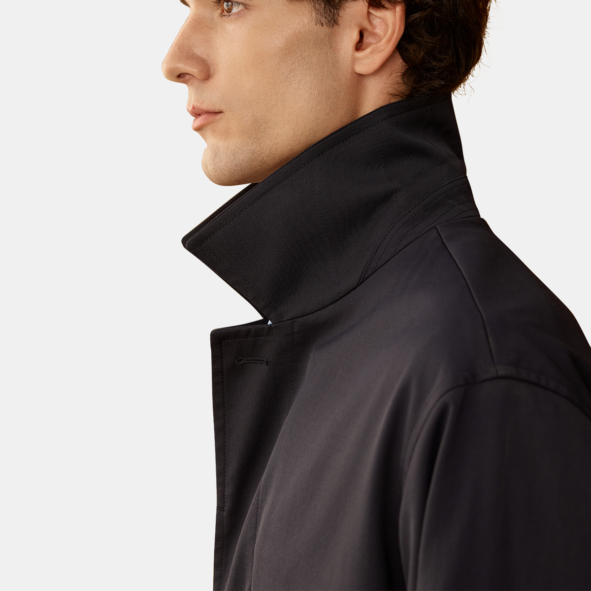 Black Polyester‑Linen‑Cotton Business‑Casual Blazer