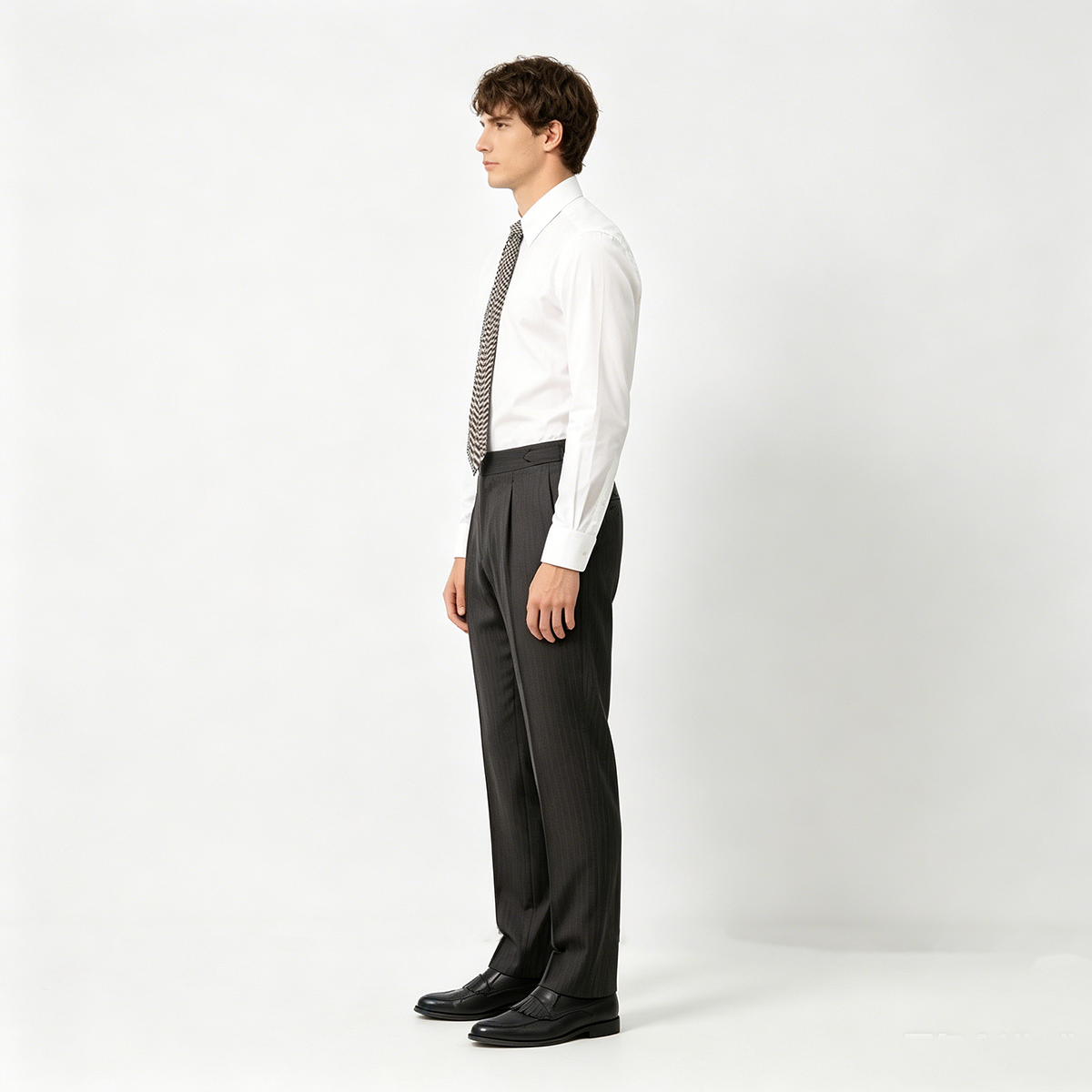 Black  Wrinkle Resistant Pure Wool Hidden Stripe Two‑Piece Suit