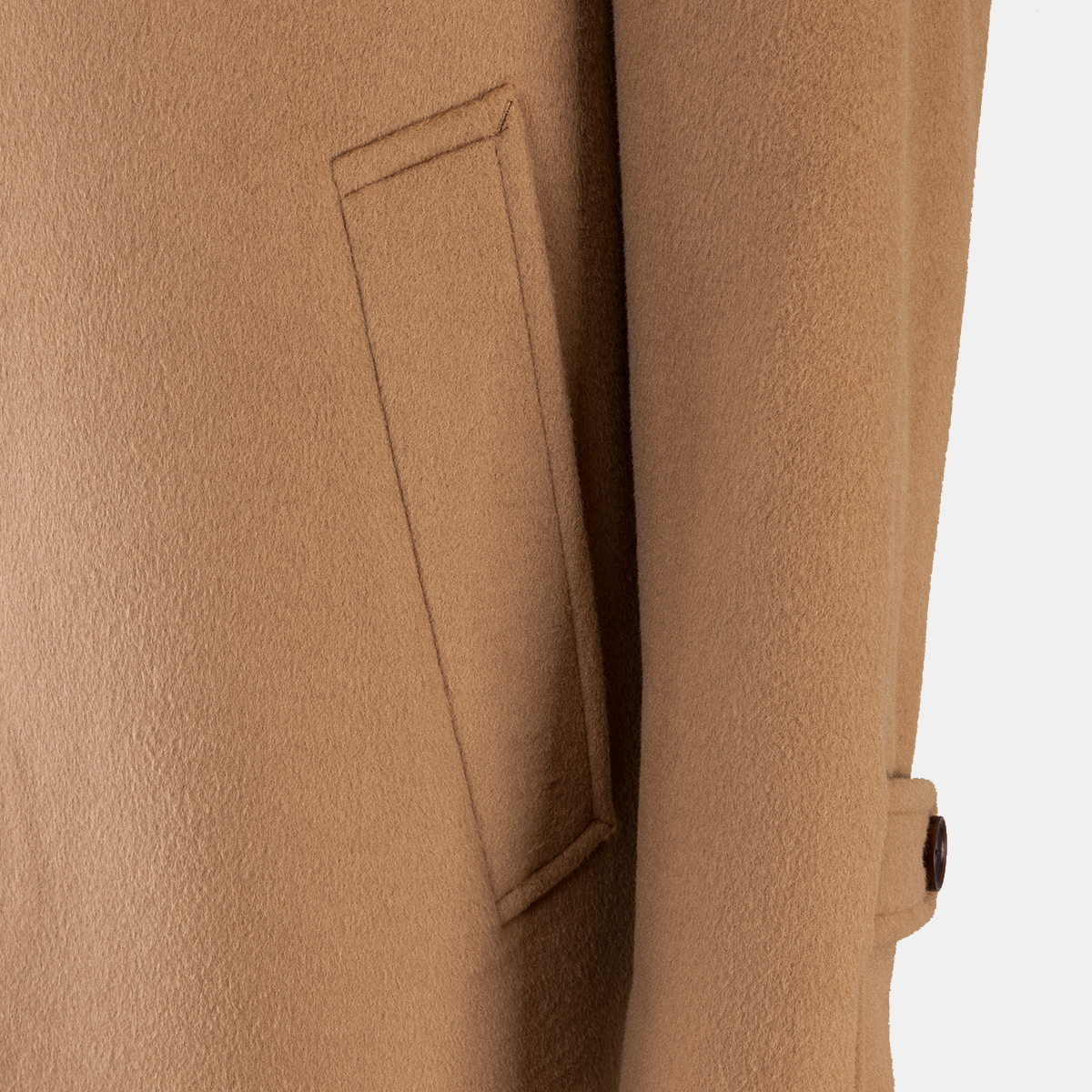 Brown Wool Fused 4‑Button Hidden‑Placket Single‑Breasted Overcoat
