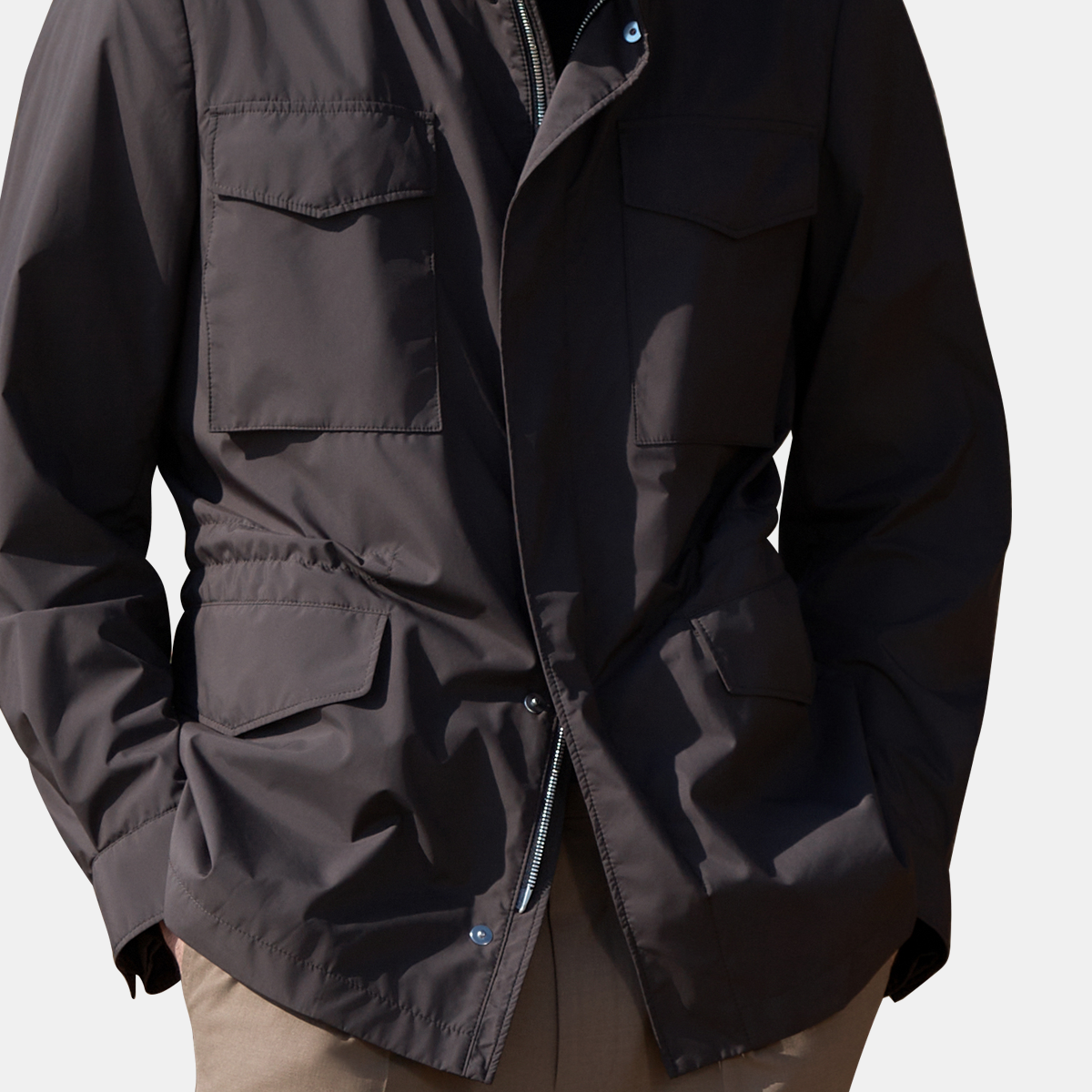Brown Polyester‑Spandex Outdoor‑Travel Trench Coat