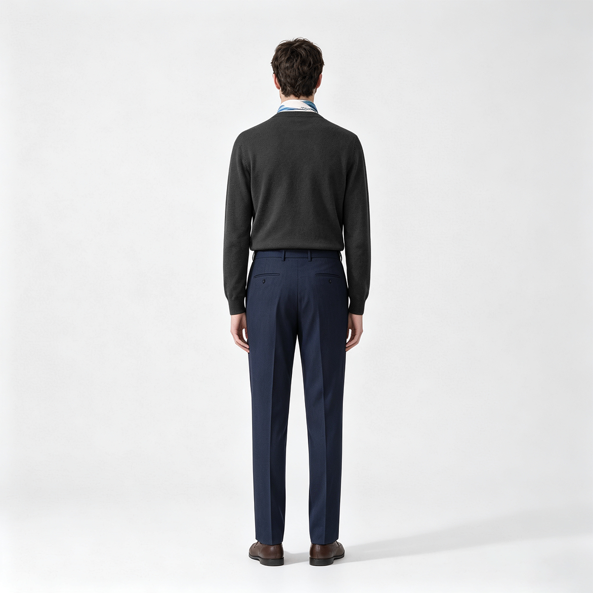 Navy Wool‑Polyester‑Elastane Double‑Breasted Two‑Piece Suit