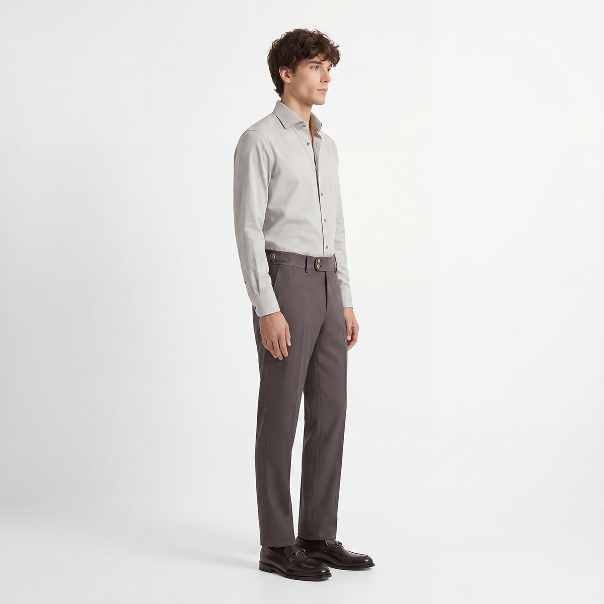 Grey Wool‑Polyester‑Blend Half‑Canvas Two‑Piece Suit