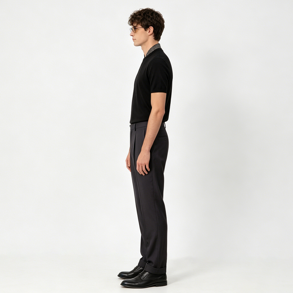 Black Low‑Gorge Peak‑Lapel Pure‑Wool Formal Business Two‑Piece Suit