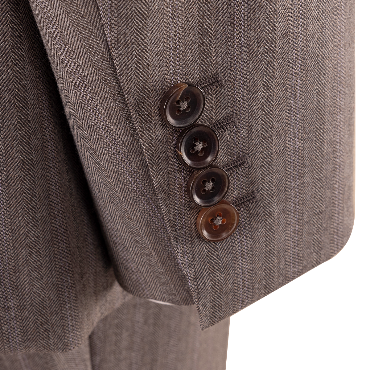 Gray Striped All‑Wool 6×2 Double‑Breasted Two‑Piece Suit
