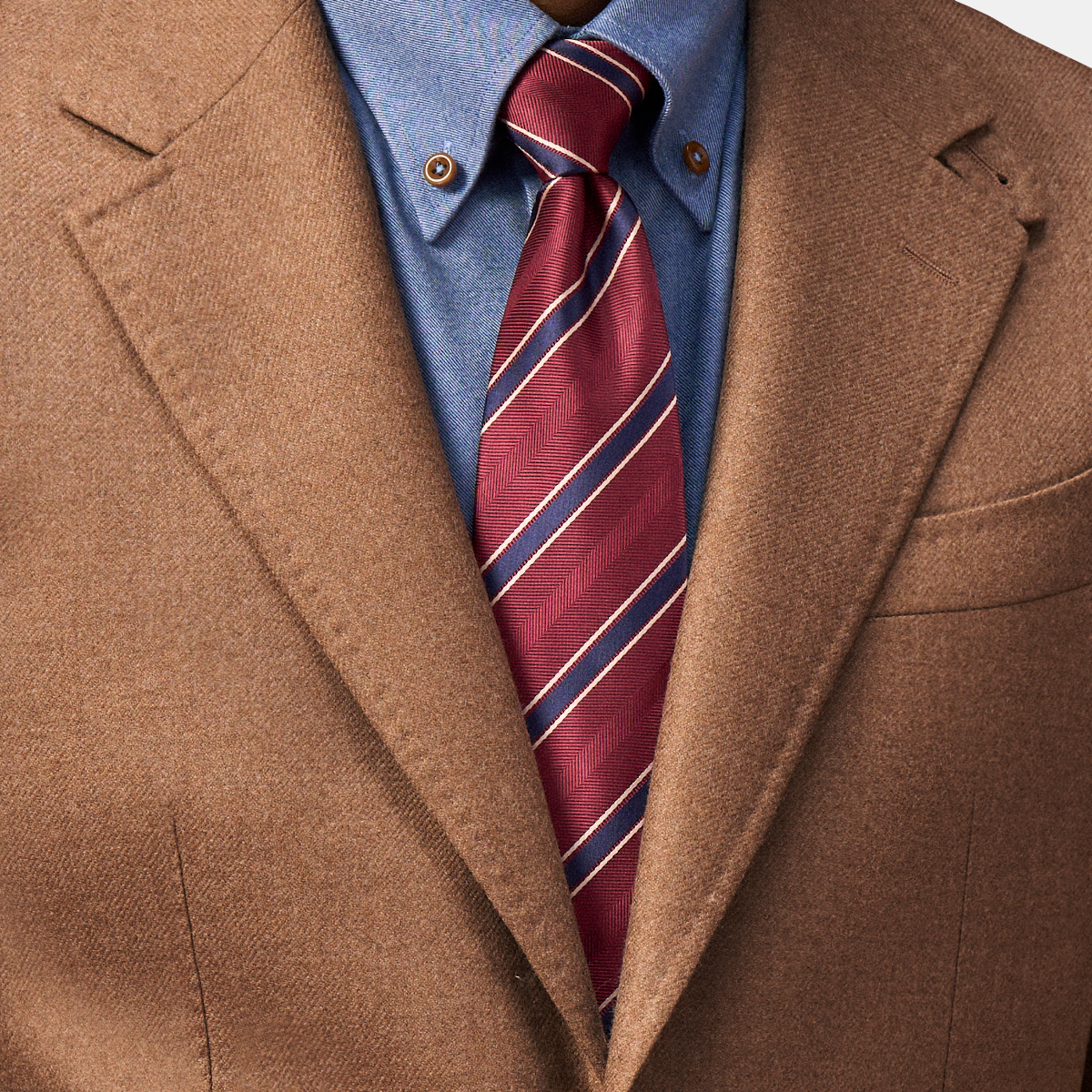 Brown Wool‑Wool‑Silk Half‑Canvas Single‑Breasted Blazer