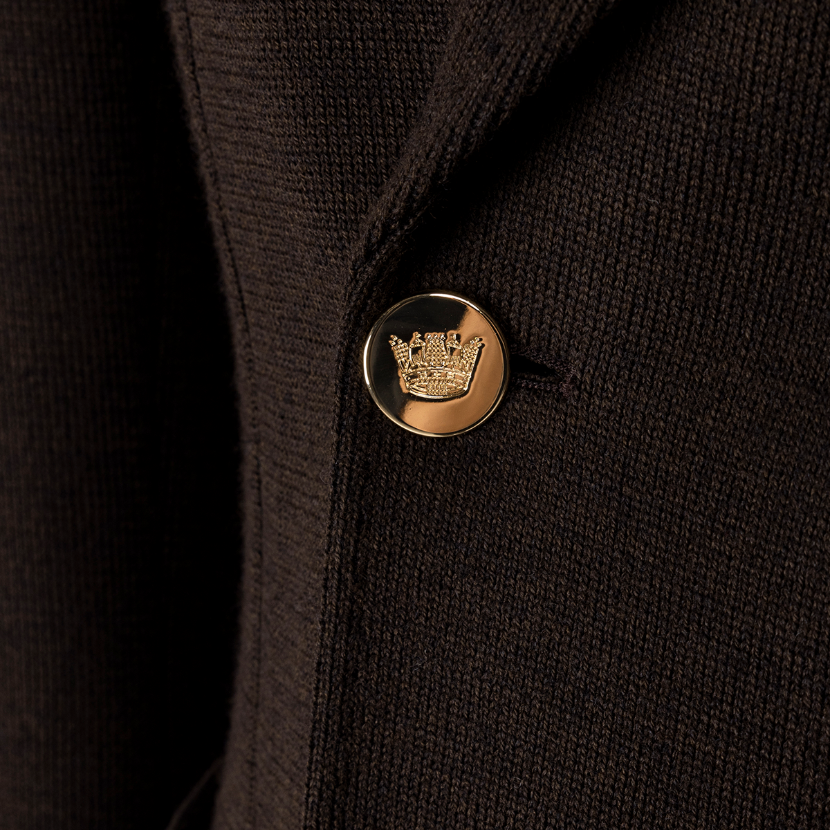 Dark Brown Polyester‑Wool‑Polyamide Fused Double‑Breasted Blazer
