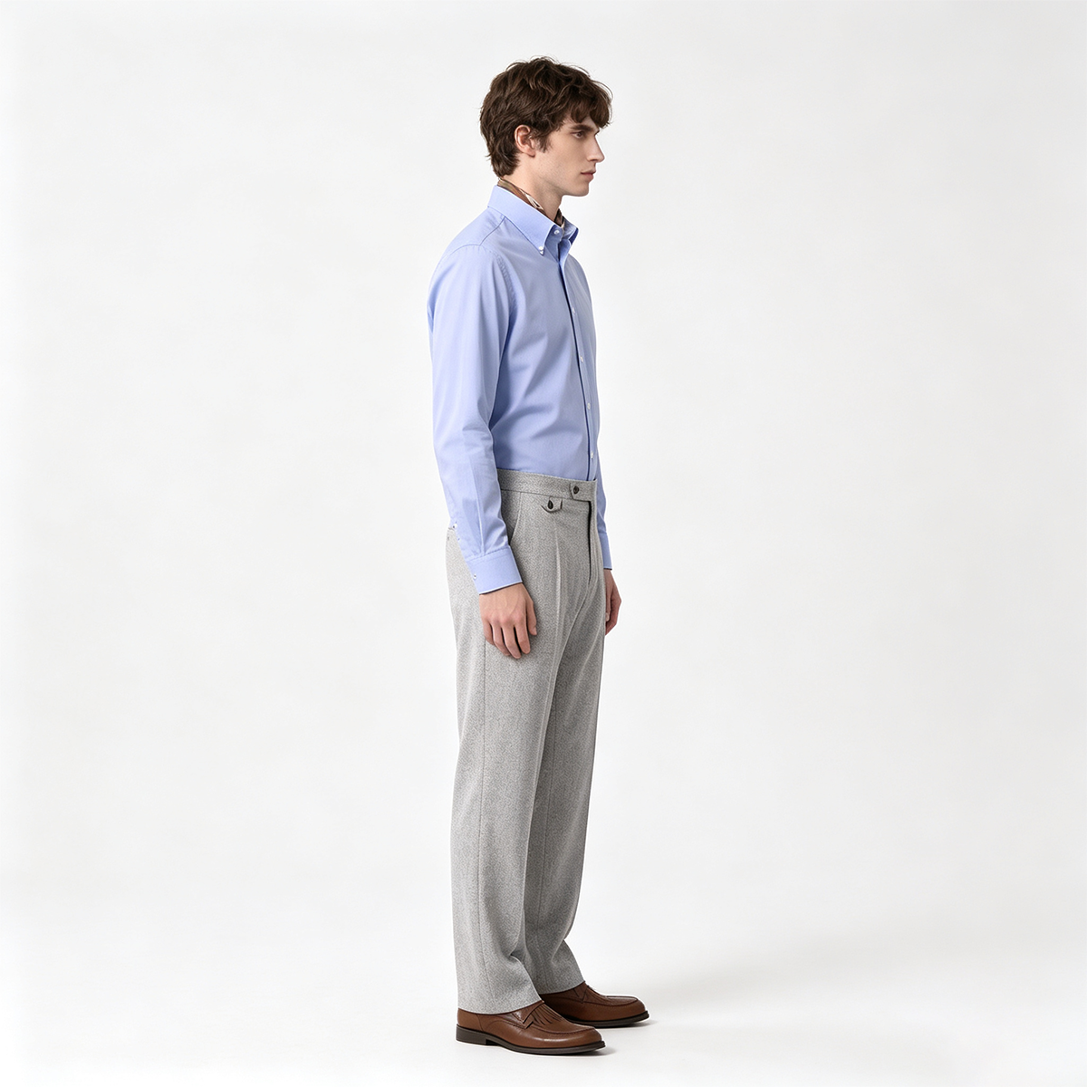 Light Blue Cotton Non‑Iron 6‑Button Point Collar Shirt