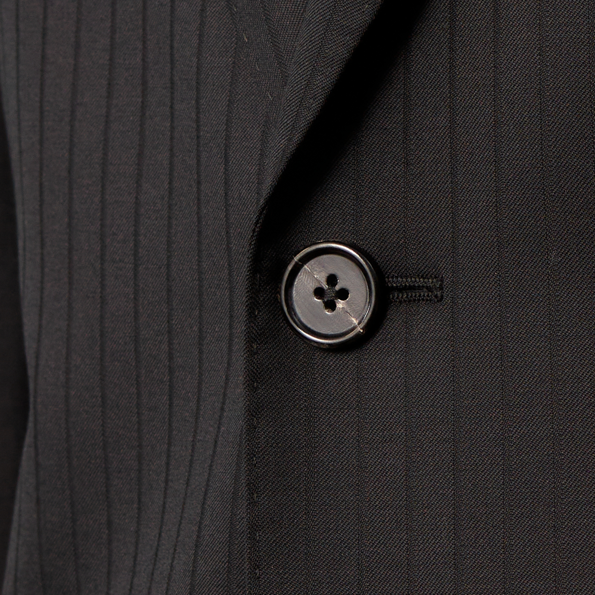 Black  Wrinkle Resistant Pure Wool Hidden Stripe Two‑Piece Suit