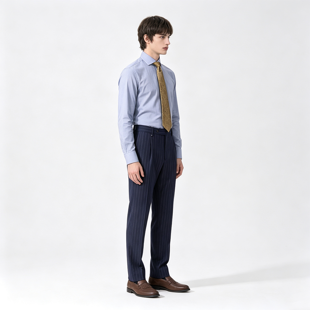 Gray Wool Half‑Canvas Double‑Breasted Two‑Piece Suit