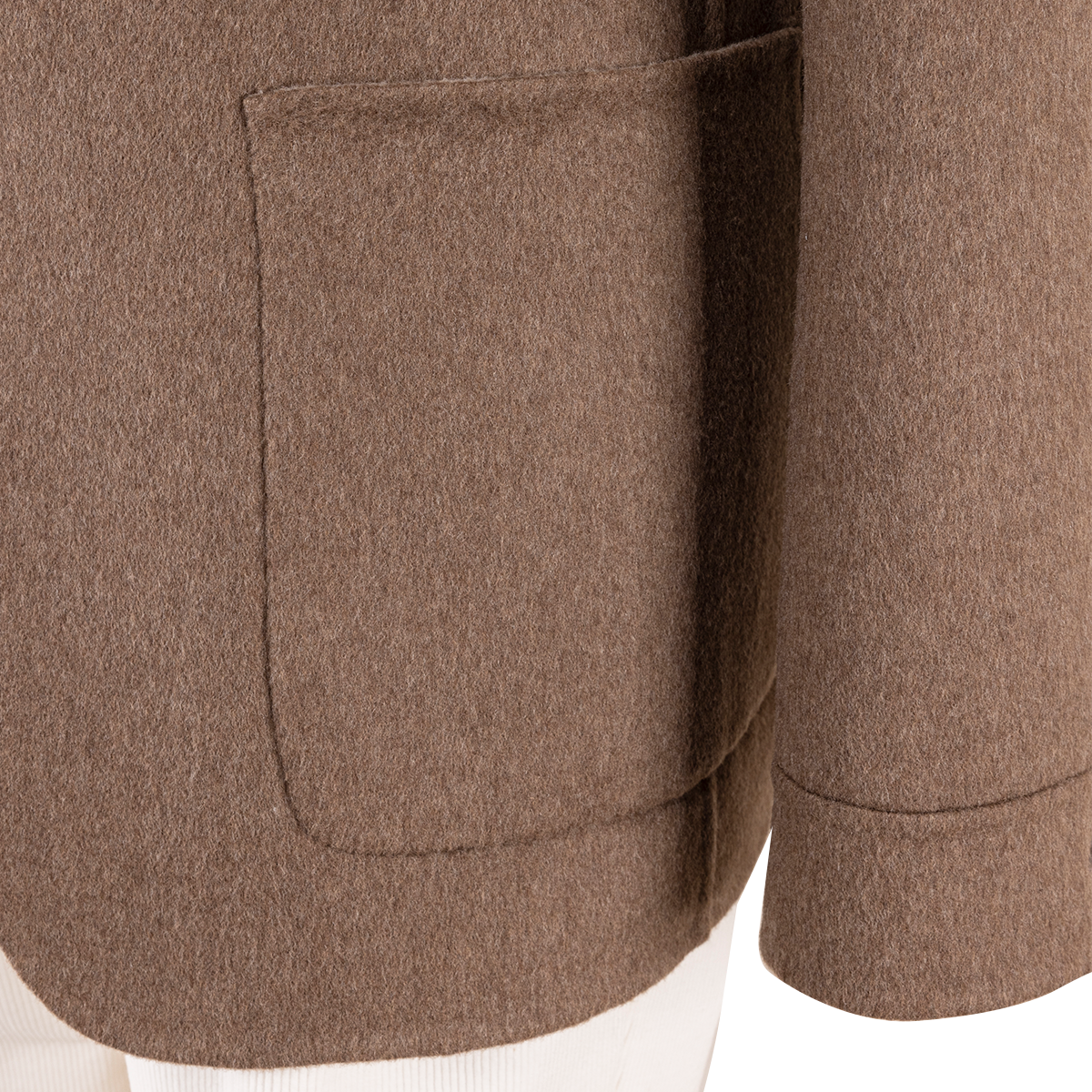 Brown Single‑Breasted Double‑Faced Wool‑Silk Stand Collar Jacket