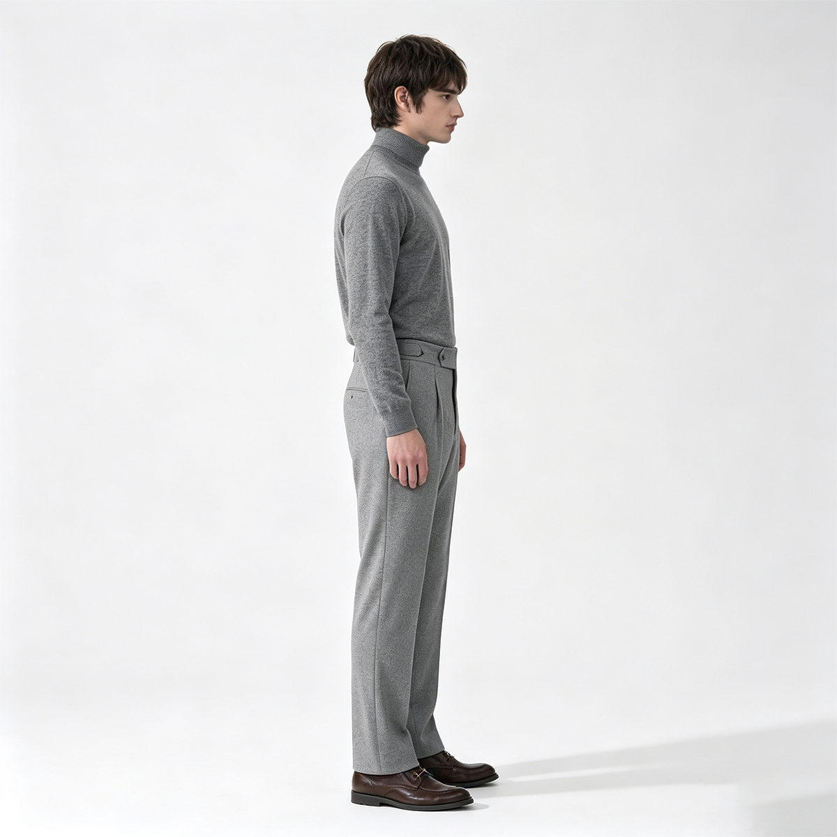 Gray Wool Half‑Canvas Double‑Breasted Two‑Piece Suit