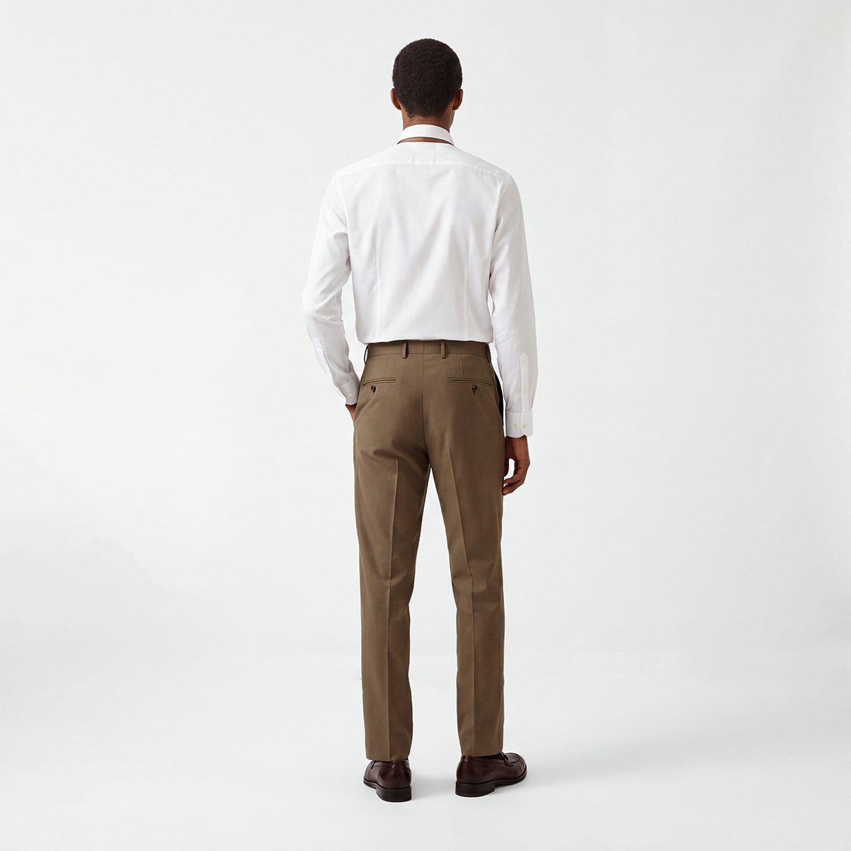 White Silk‑Blend Spread‑Collar Men's Shirt