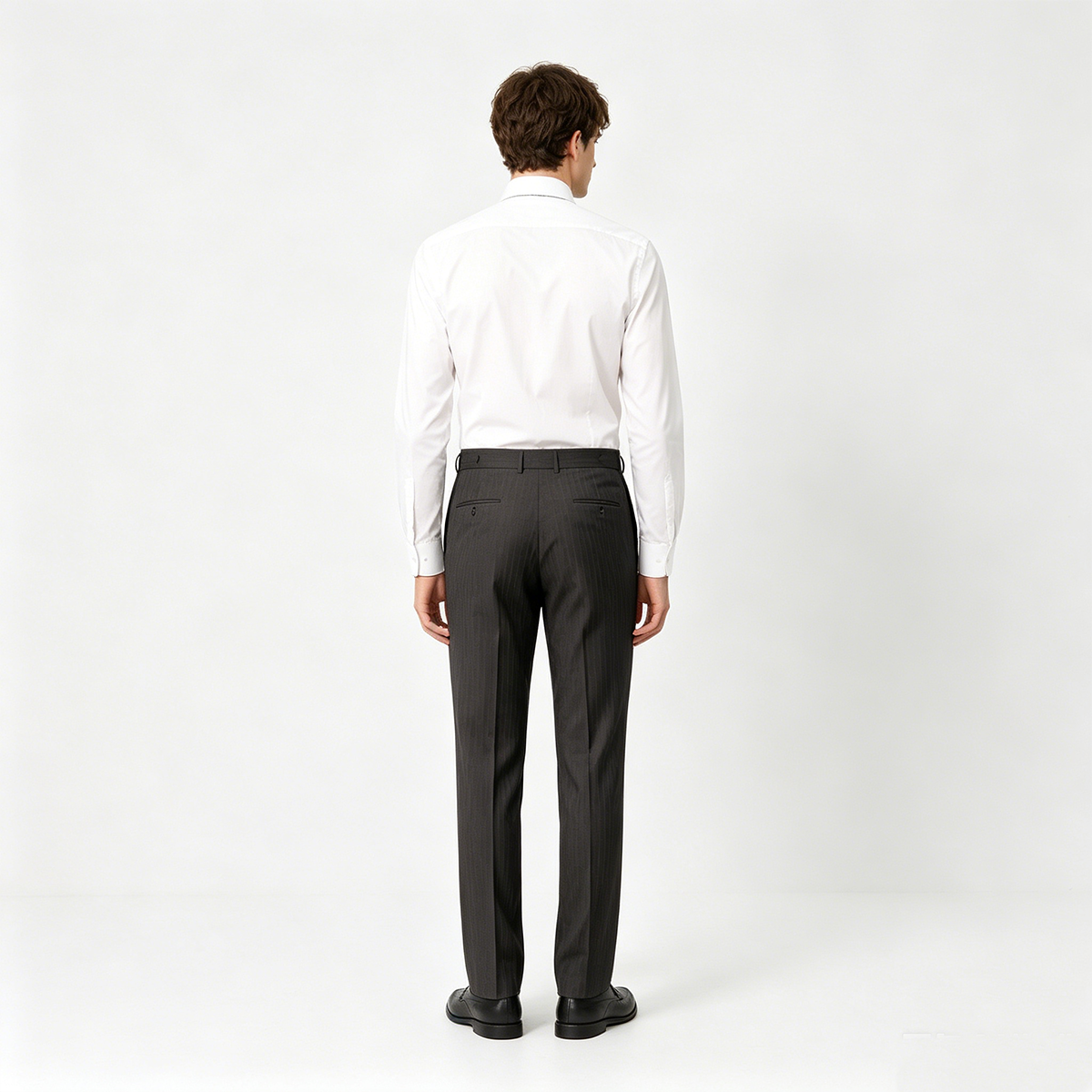 Black  Wrinkle Resistant Pure Wool Hidden Stripe Two‑Piece Suit