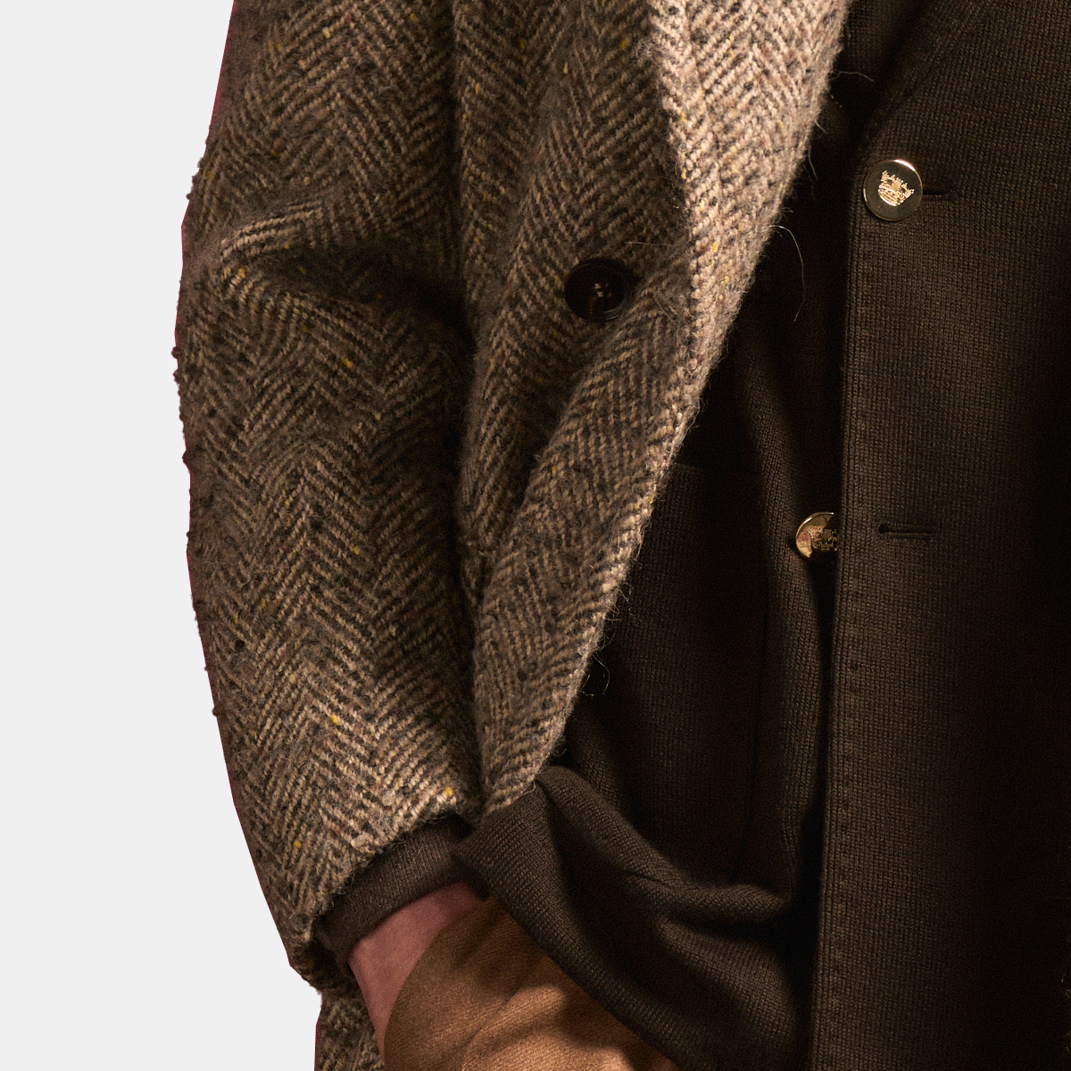 Brown Wool‑Cashmere‑Alpaca 6x3 Double‑Breasted Fused Overcoat