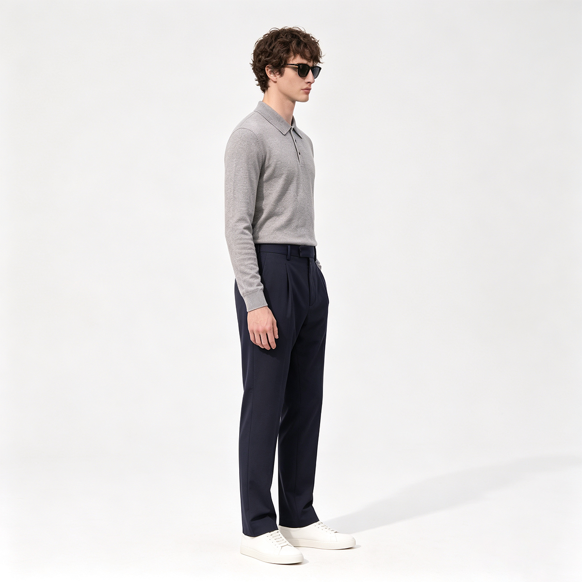 Navy PA‑Elastane Two‑Piece Trench Coat