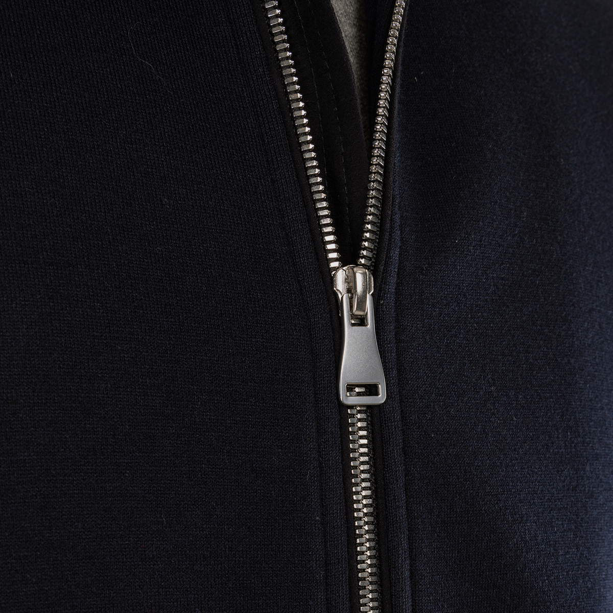 Navy Stand‑Collar with Exposed‑Teeth Center Zip Two-Piece Suit