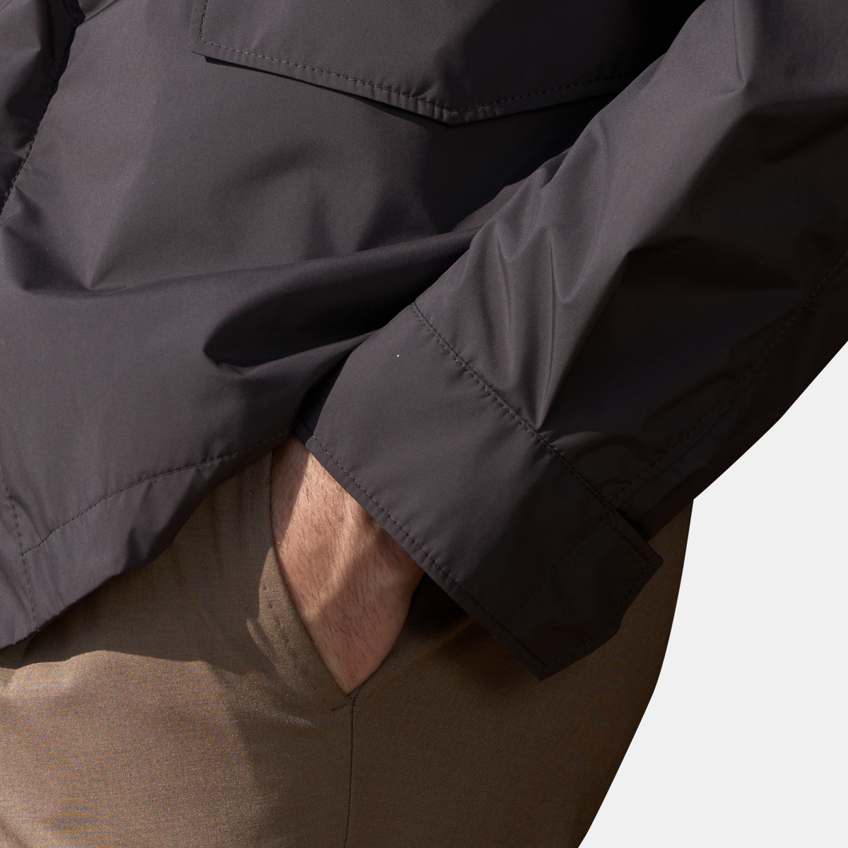 Brown Polyester‑Spandex Outdoor‑Travel Trench Coat