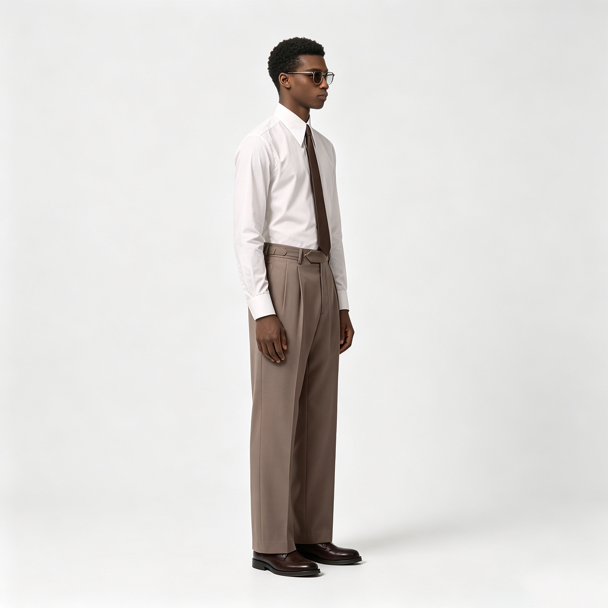 Gray Wool‑Polyester Half‑Canvas Double‑Breasted Two‑Piece Suit