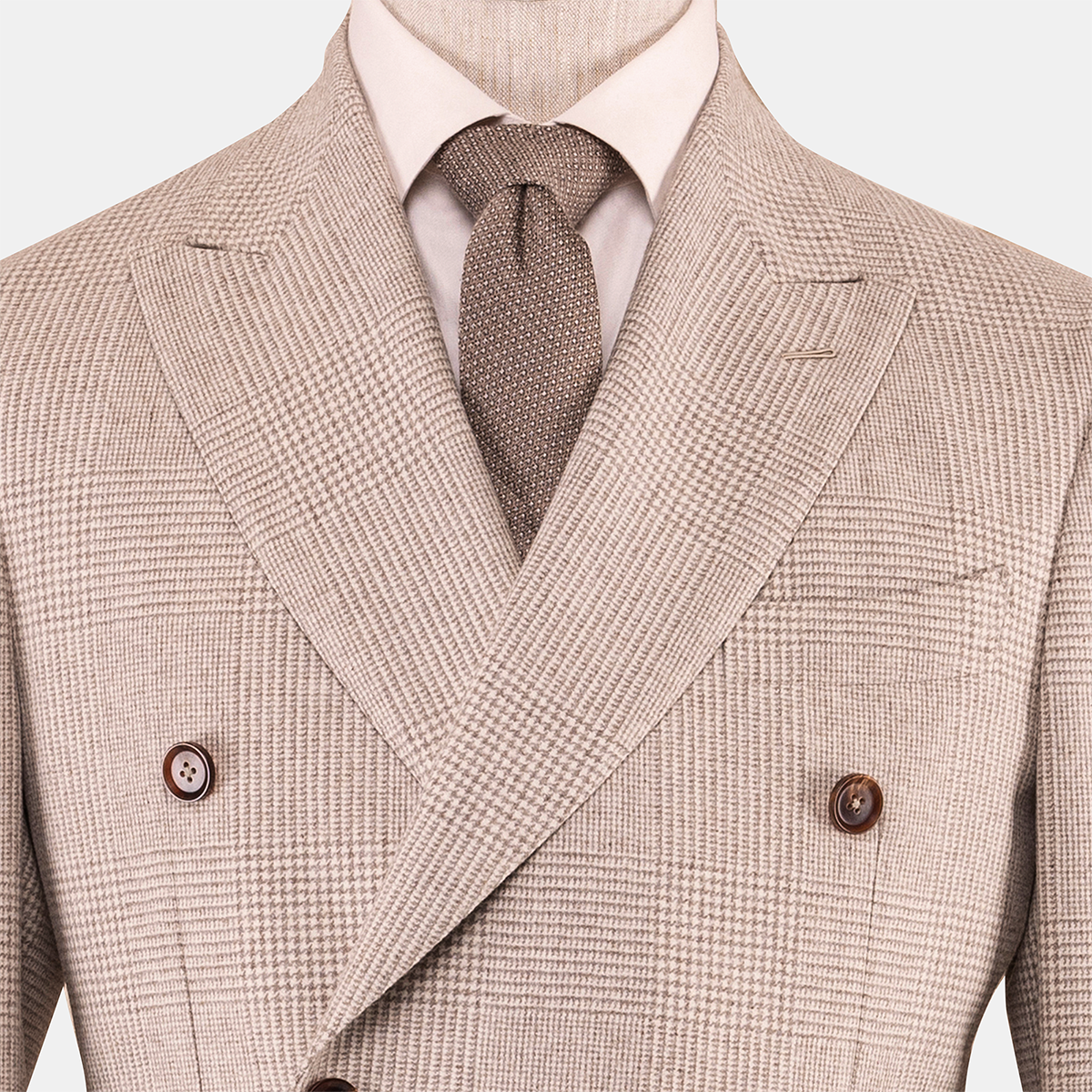 Light Camel Wool Ultra‑Thin Half‑Canvas Double‑Breasted Two‑Piece Suit