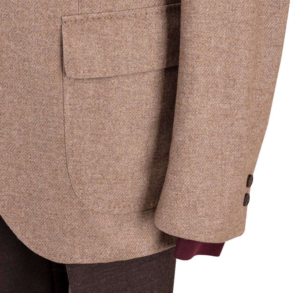 Brown Wool‑Blend Half‑Canvas Single‑Breasted Blazer