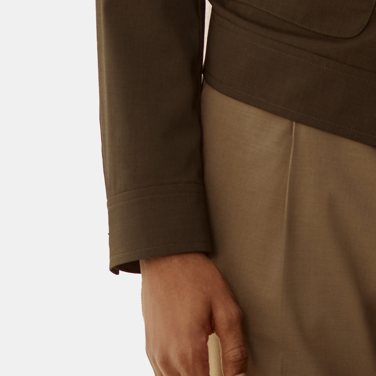 Green Polyester‑Blend Hidden‑Placket Blazer