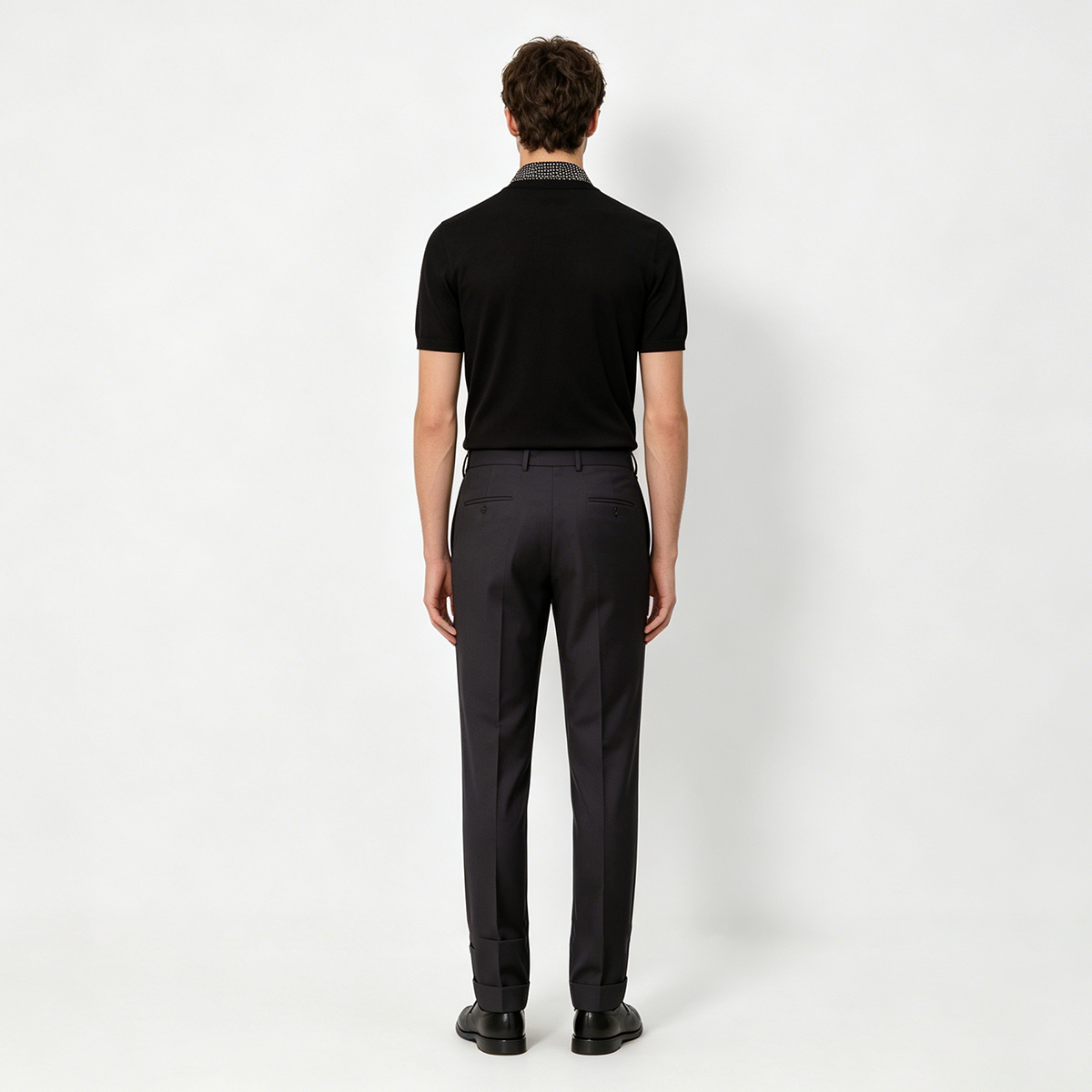 Black Low‑Gorge Peak‑Lapel Pure‑Wool Formal Business Two‑Piece Suit