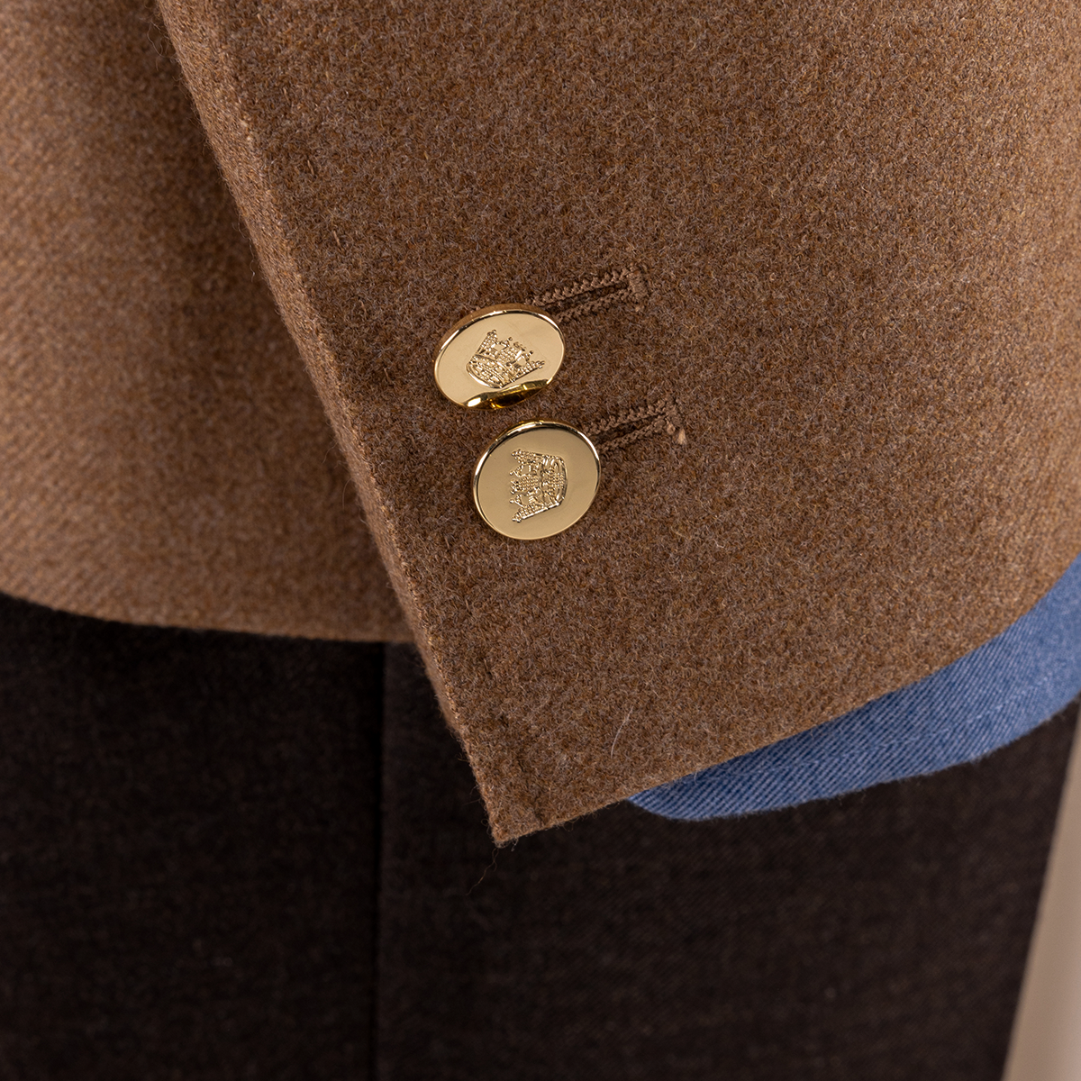 Brown Wool‑Wool‑Silk Half‑Canvas Single‑Breasted Blazer