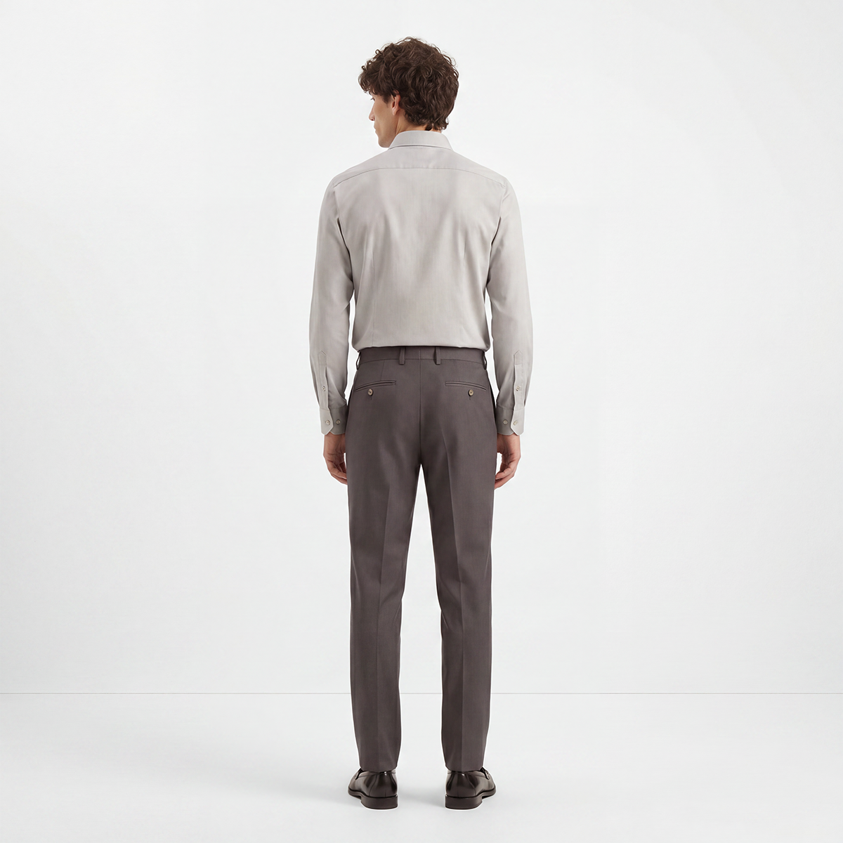 Grey Wool‑Polyester‑Blend Half‑Canvas Two‑Piece Suit