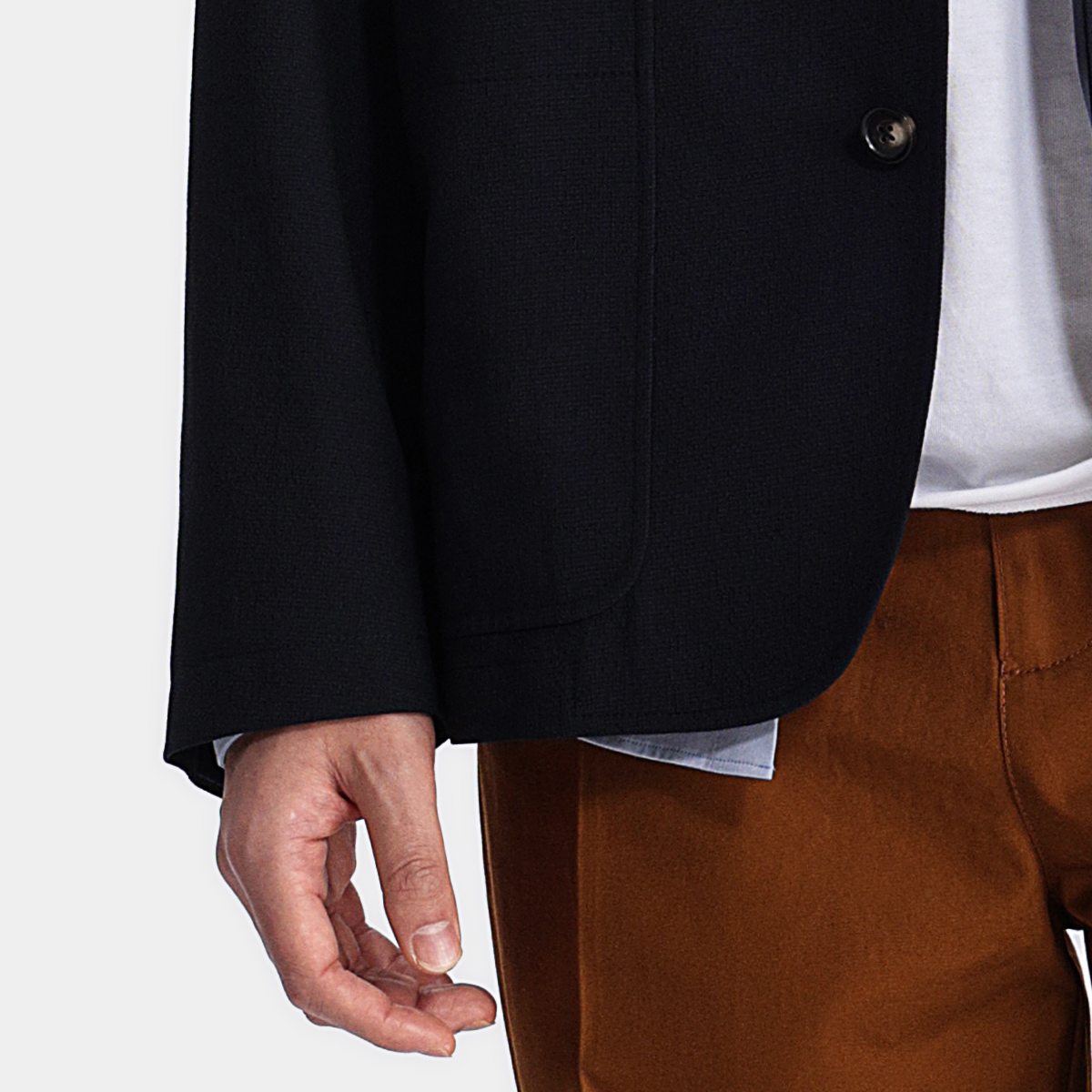 Navy Polyester‑Blend Fused Italian‑Casual jacket