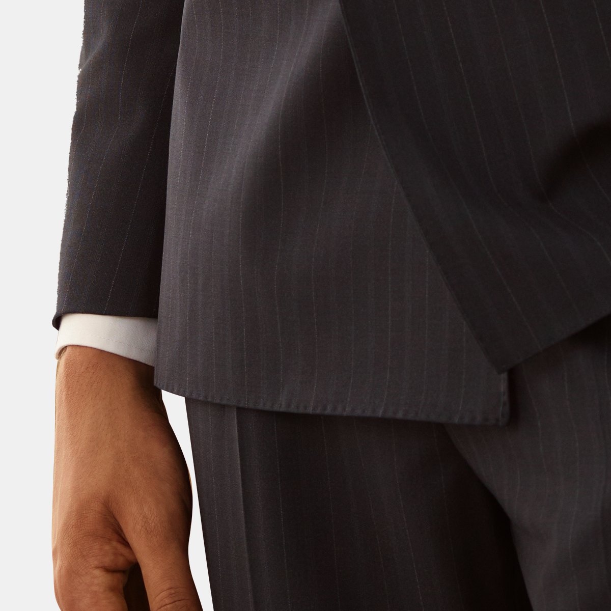 Navy Chalk Stripe Two-Piece Suit with Blue Piping