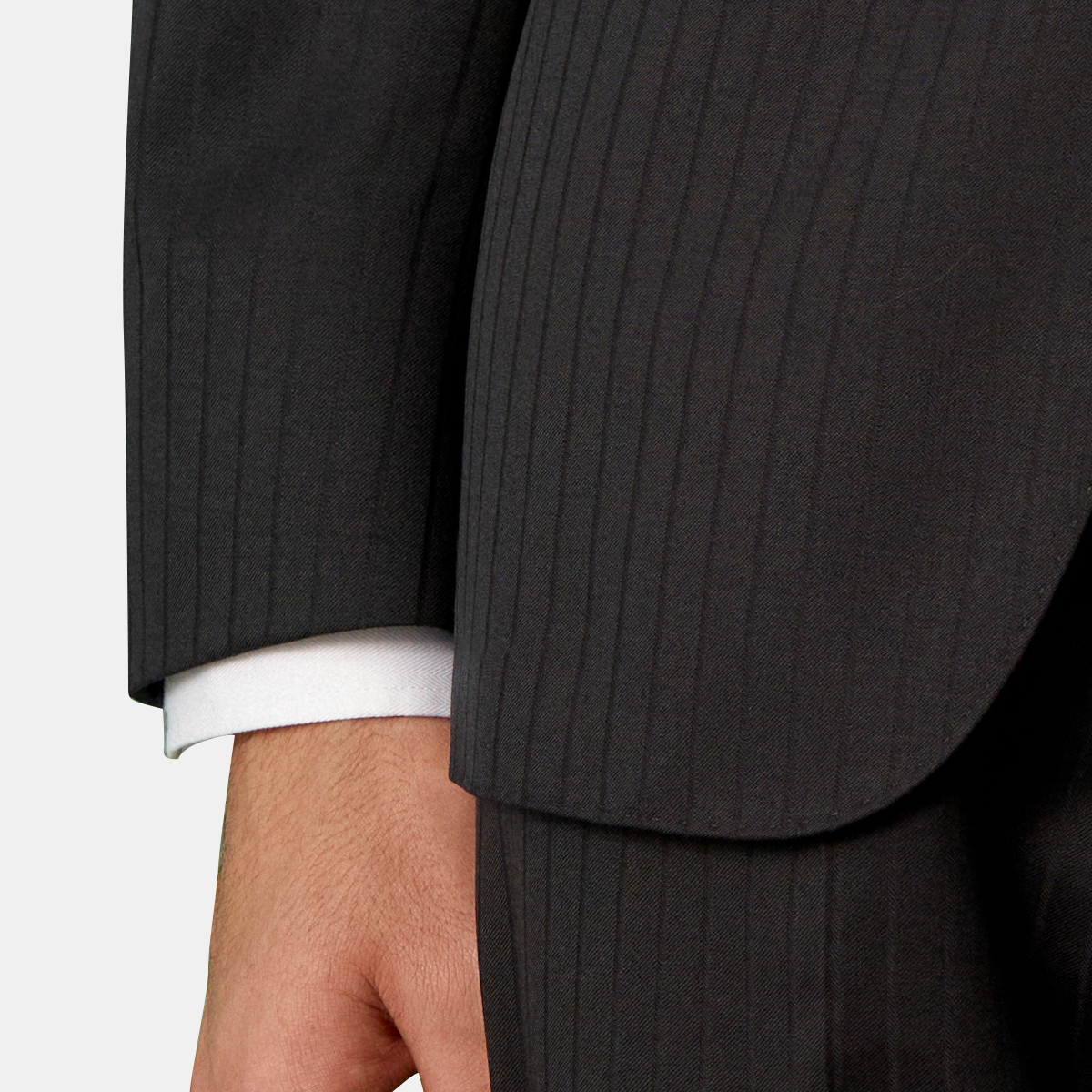Black  Wrinkle Resistant Pure Wool Hidden Stripe Two‑Piece Suit