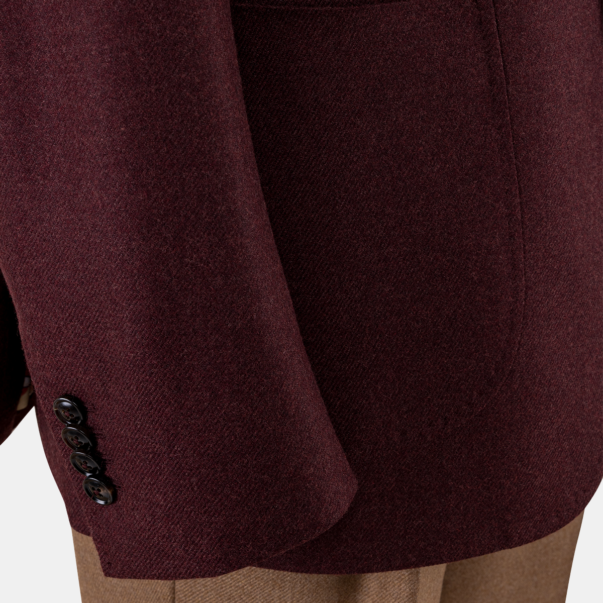 Burgundy Wool‑Worsted Silk Half‑Canvas Single‑Breasted Blazer