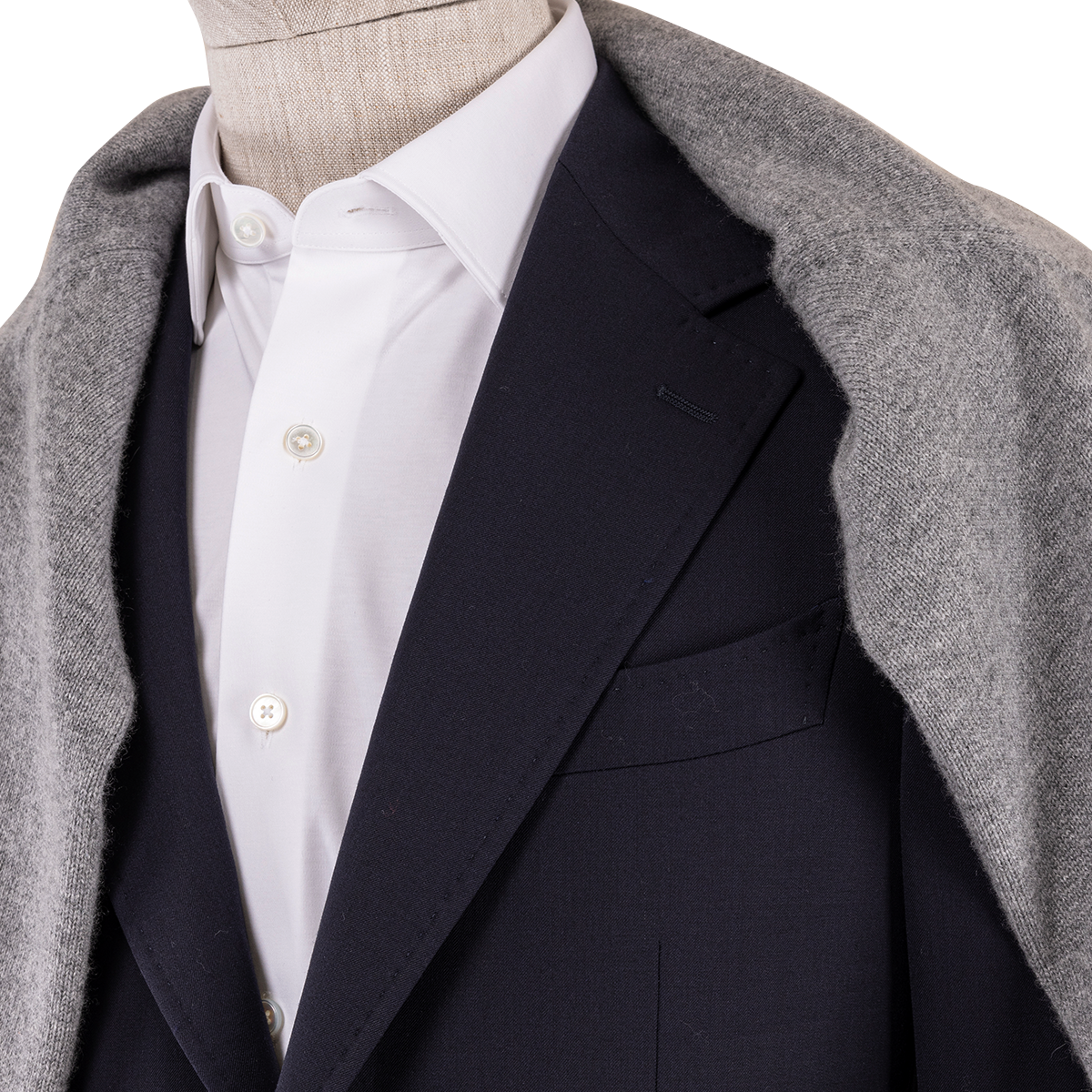 Navy Half‑Canvas Single‑Breasted Two‑Piece Suit
