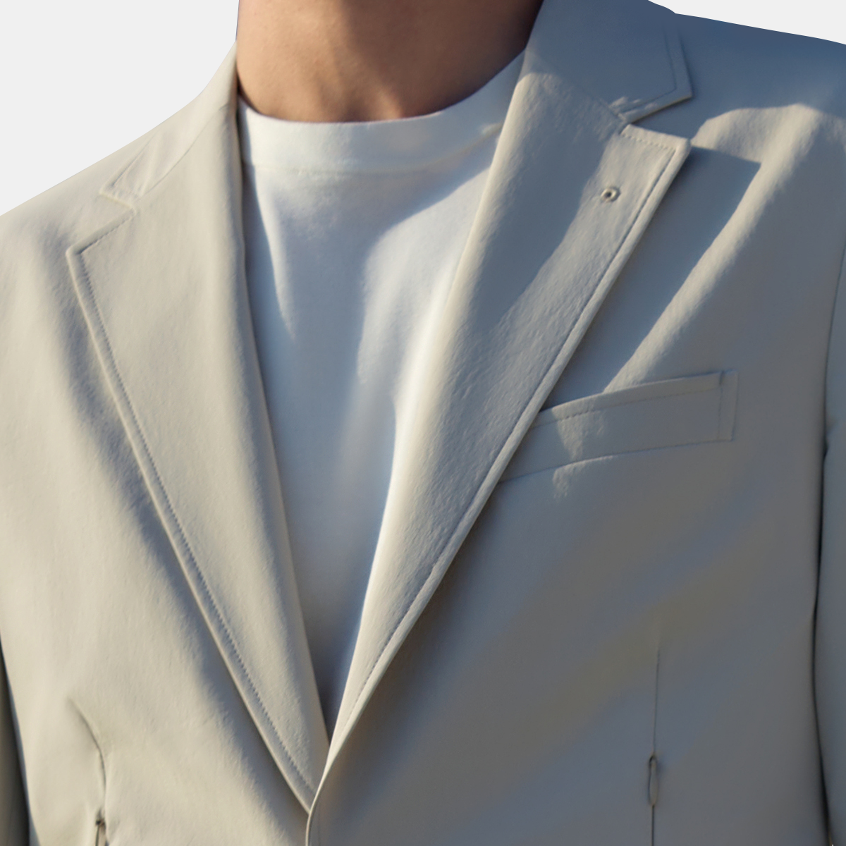 White 4‑Way‑Stretch Polyamide‑Blend Fused Sport‑Outdoor Two‑Piece Suit